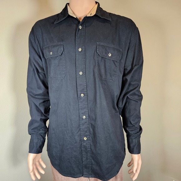 Wrangler Other - Wrangler Premium Quality Mens Large Black Cotton Long Sleeve Work Shirt HLB1WHA